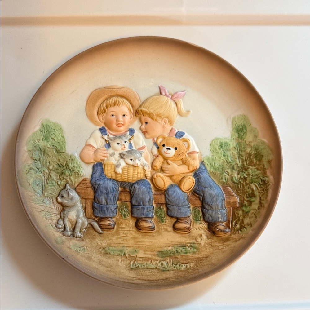 1985 Denim Days Decorative Plate with Danny and Debbie